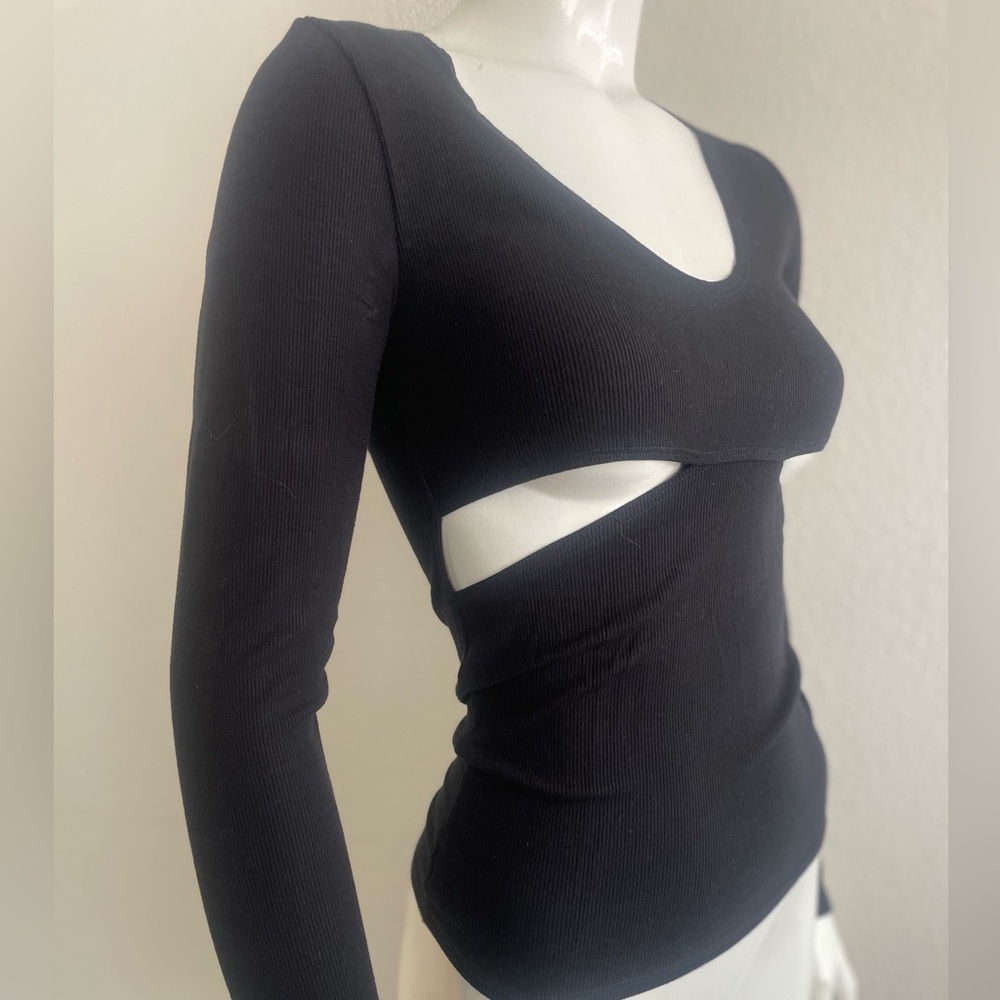 Joah Brown Black Cut-Out Top